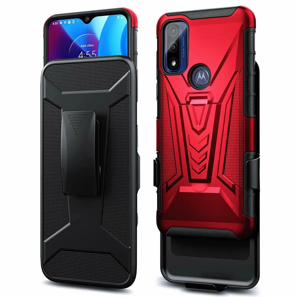 Premium Protection Motorola Moto G Pure Rome Tech Dual-Layer Holster Case with Kickstand