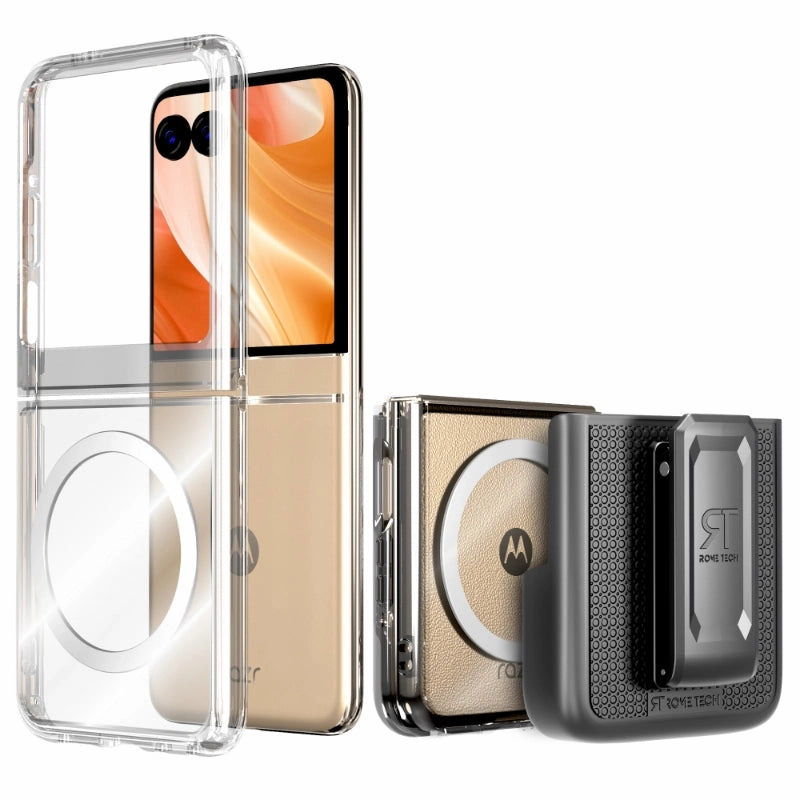 Motorola Razr 50 / Razr (2024) Hybrid Shockproof Clear Slim Acrylic Case Cover Flexible Hinge Rib with MagSafe Soft Edge Look High strength