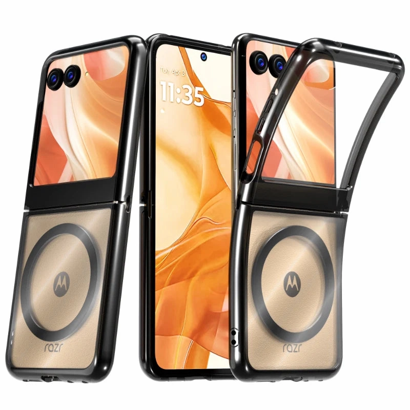 Soft Edging Comfort Fit Edge Motorola Razr 50 / Razr (2024) Hybrid Shockproof Clear Slim Acrylic Case Cover Flexible Hinge Rib with MagSafe