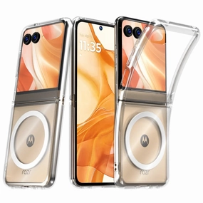 Motorola Razr 50 / Razr (2024) Hybrid Shockproof Clear Slim Acrylic Case Cover Flexible Hinge Rib with MagSafe Matte Texture Design