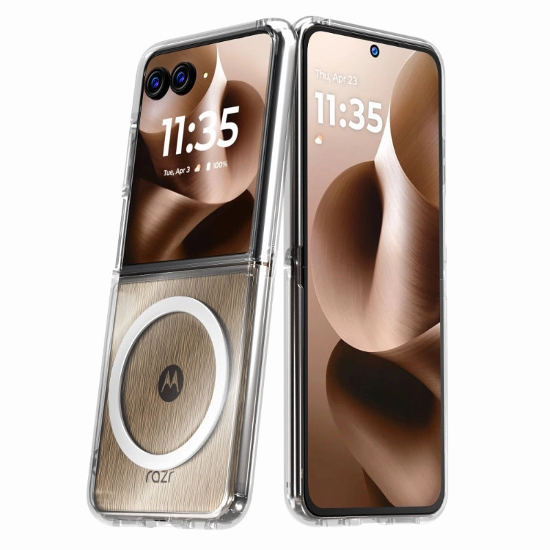 Motorola Razr 60 Plus (2025) Hybrid Shockproof Clear Slim Acrylic Case Cover Flexible Hinge Rib with MagSafe Premium Build Daily Durability