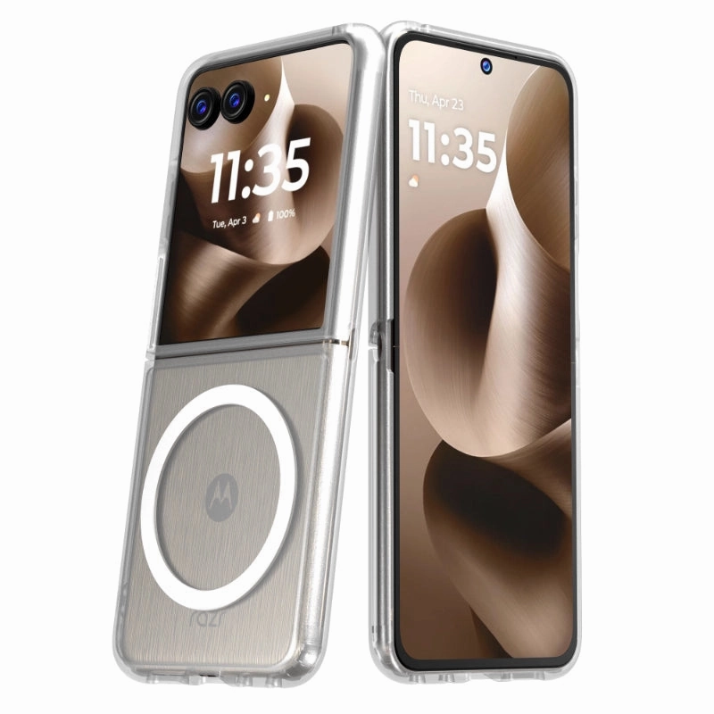 Smooth Fit Motorola Razr 60 Plus (2025) Hybrid Shockproof Clear Slim Acrylic Case Cover Flexible Hinge Rib with MagSafe