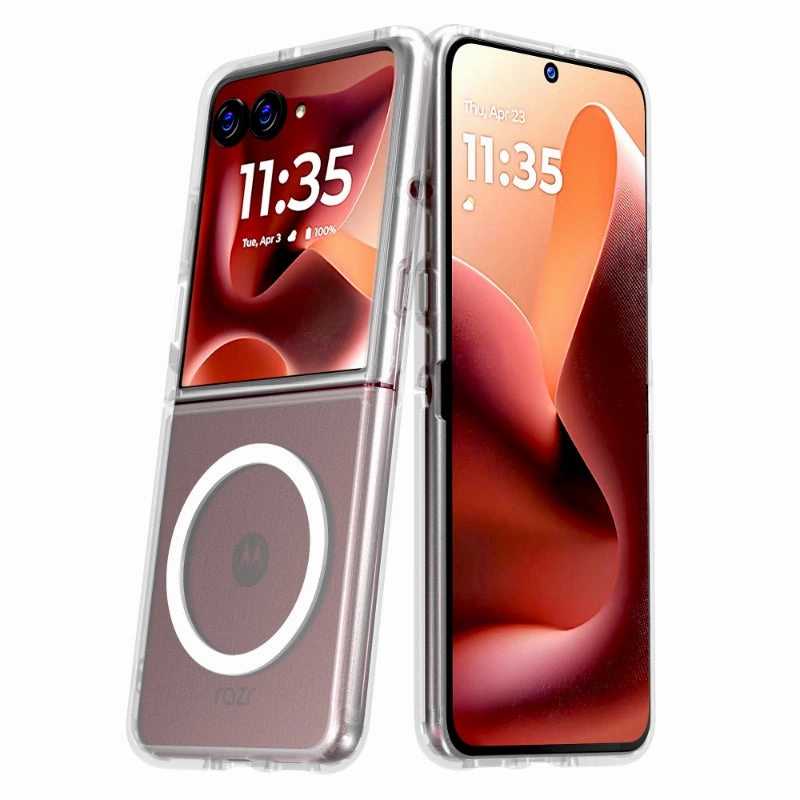 Smooth Touch Motorola Razr 60 Ultra (2025) Hybrid Shockproof Clear Slim Acrylic Case Cover Flexible Hinge Rib with MagSafe