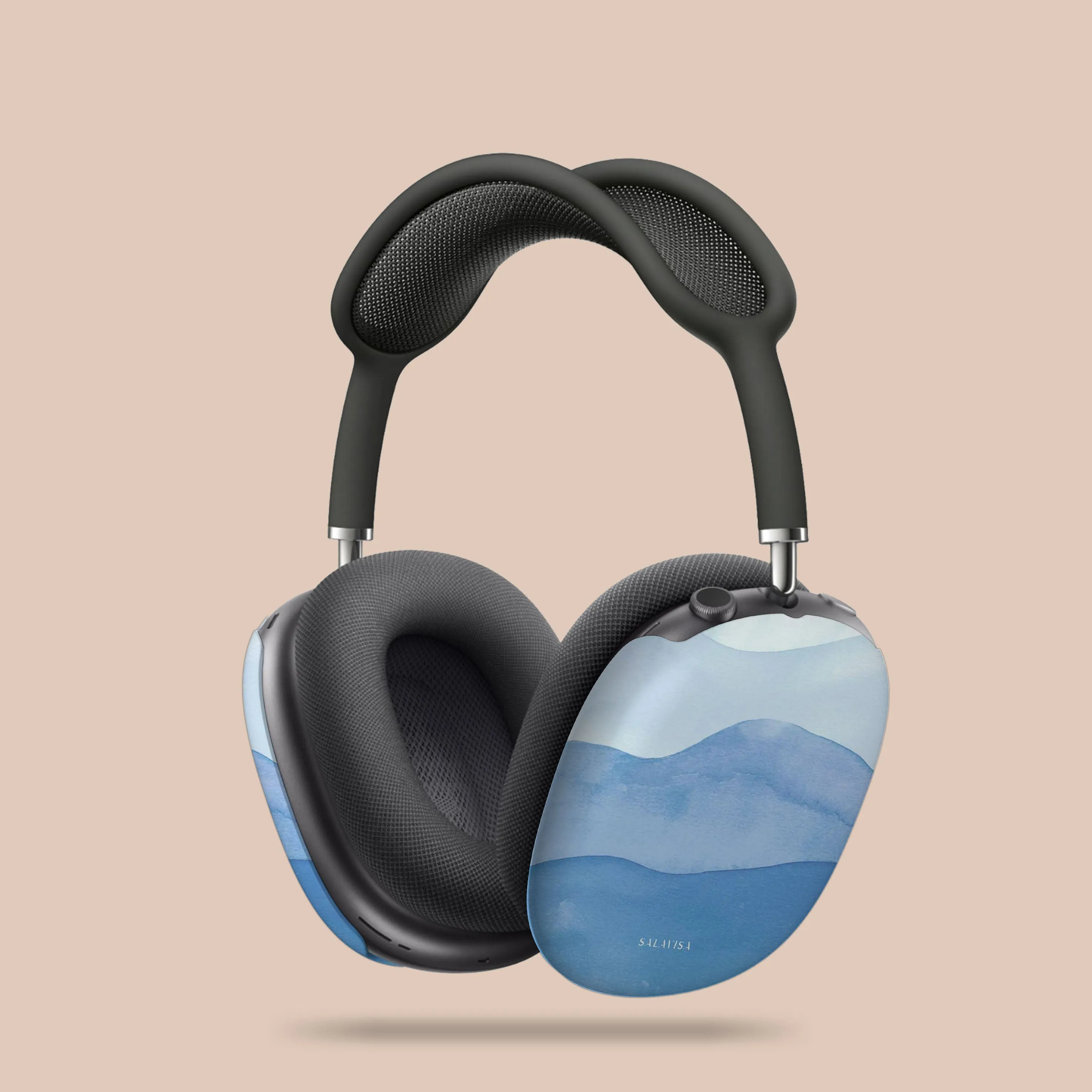 magnet closing airpods case Fashion Handy Organizer Ocean Blue Watercolor AirPods Max Case