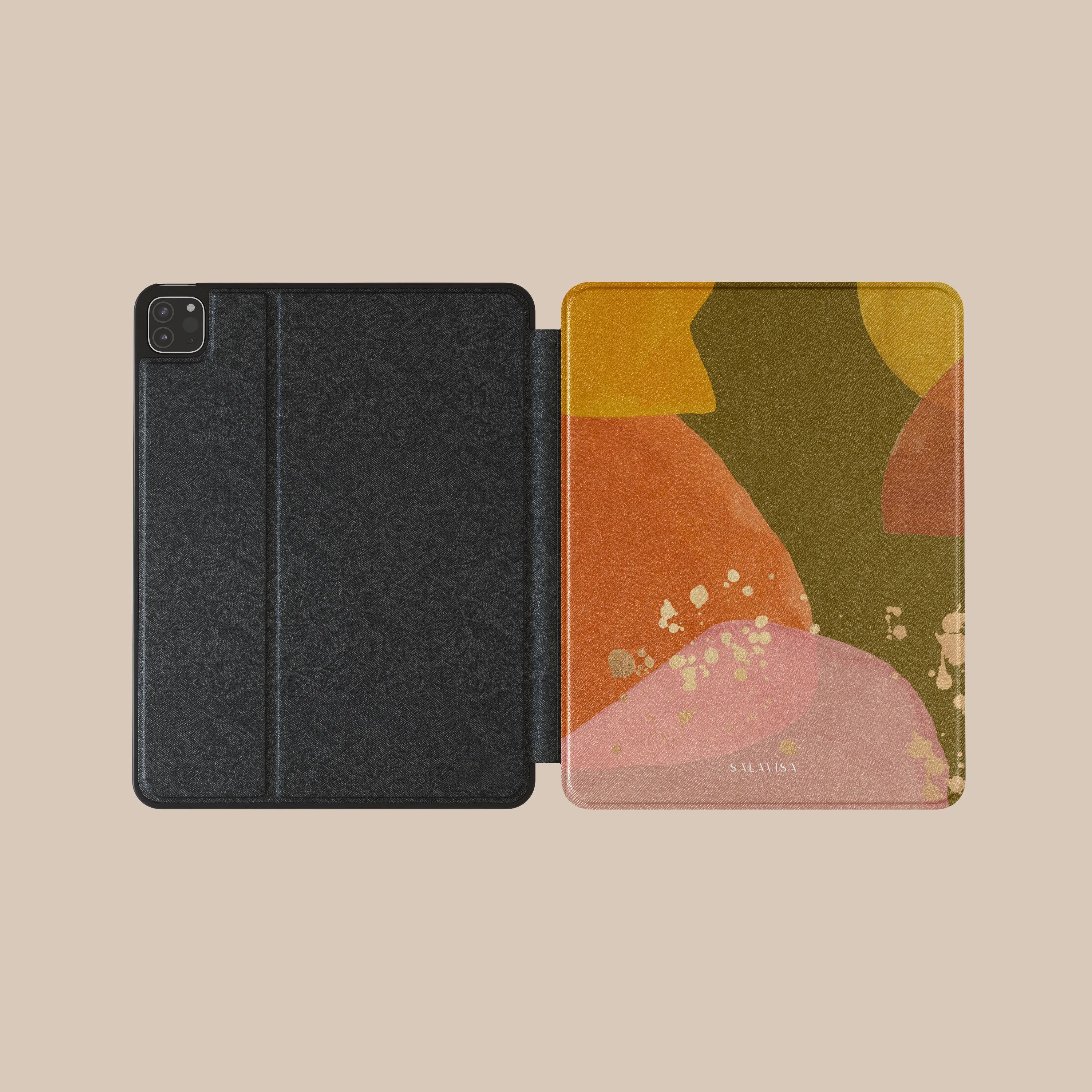 Tablet Sleeve Multi Angle Stand daily commute pad case Olive Zen Watercolor iPad Case