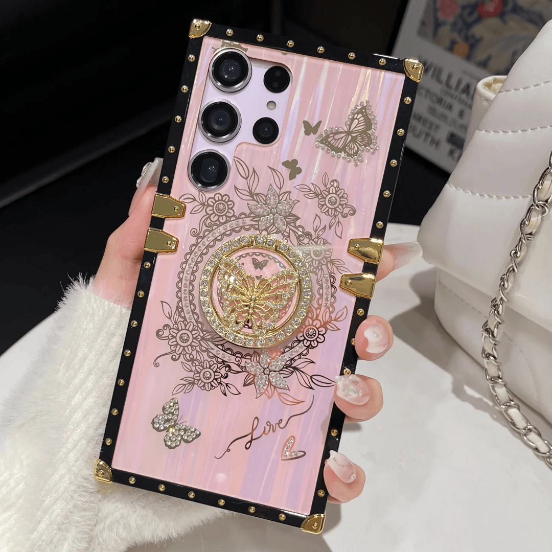Durable Build Slim Edge Ornate Butterfly Blossom Luxe Case - Samsung