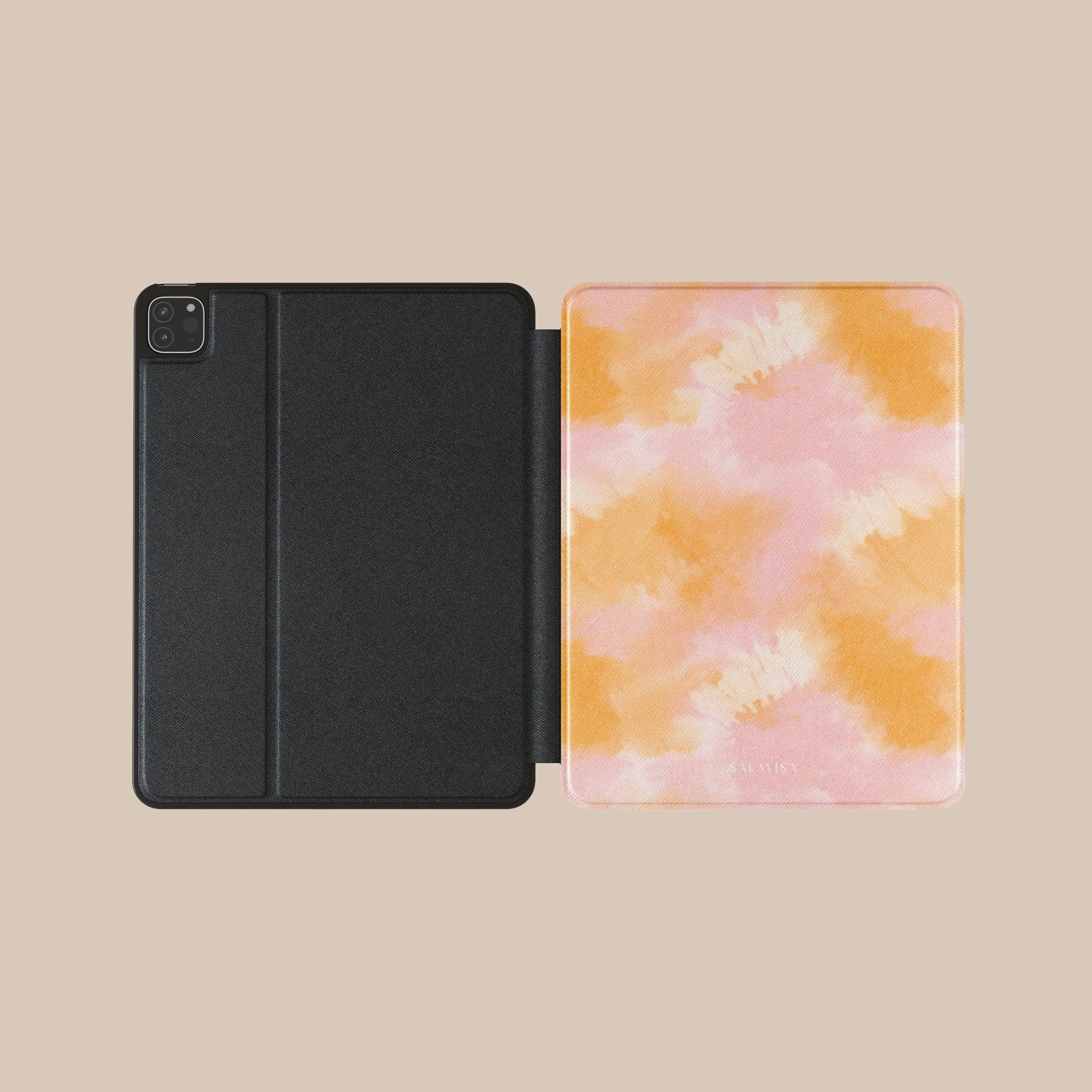 Pink Orange Tie Dye iPad Case Durable Texture