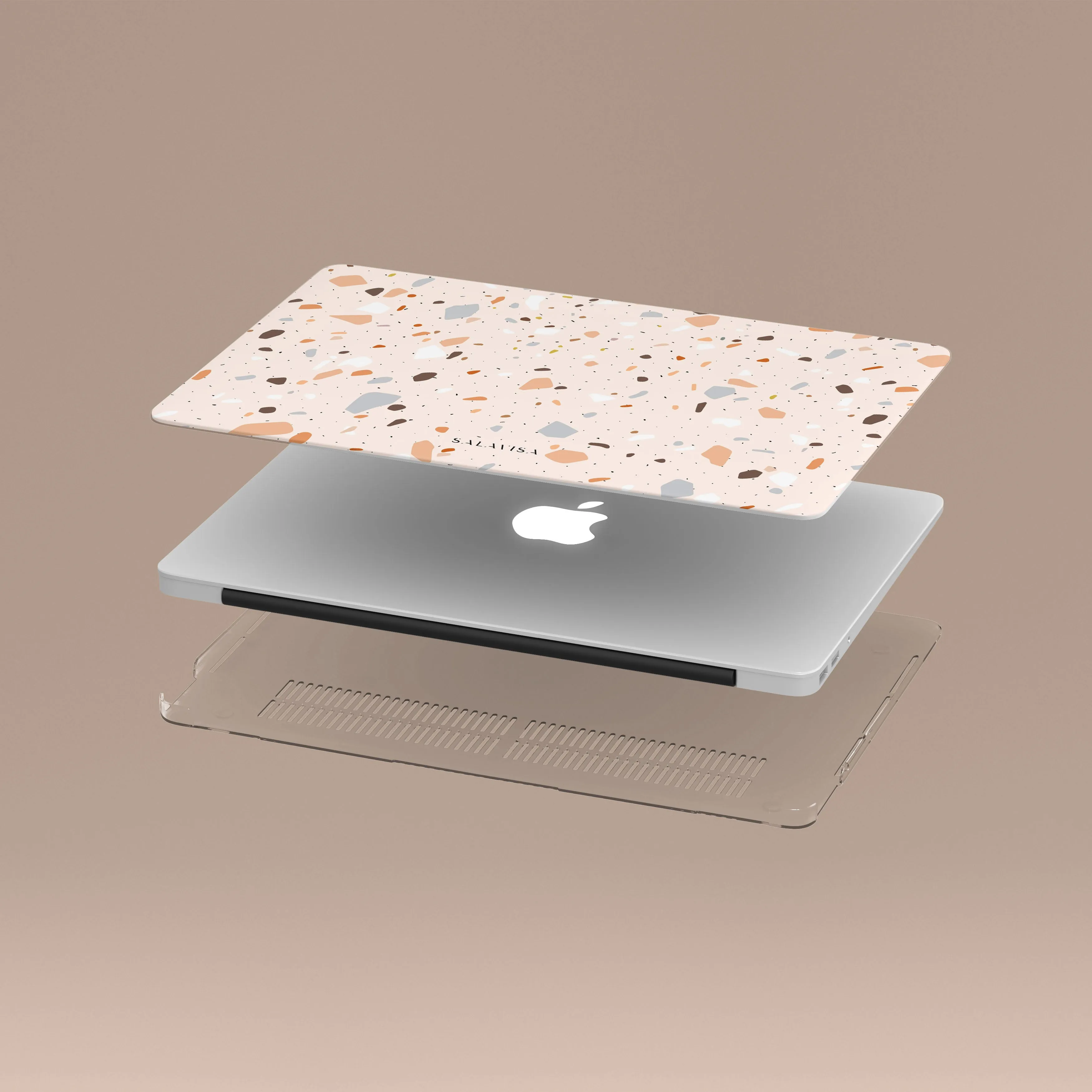 Pink Terrazzo Wonderland MacBook Case Elegant Design Layer Precision Cutouts