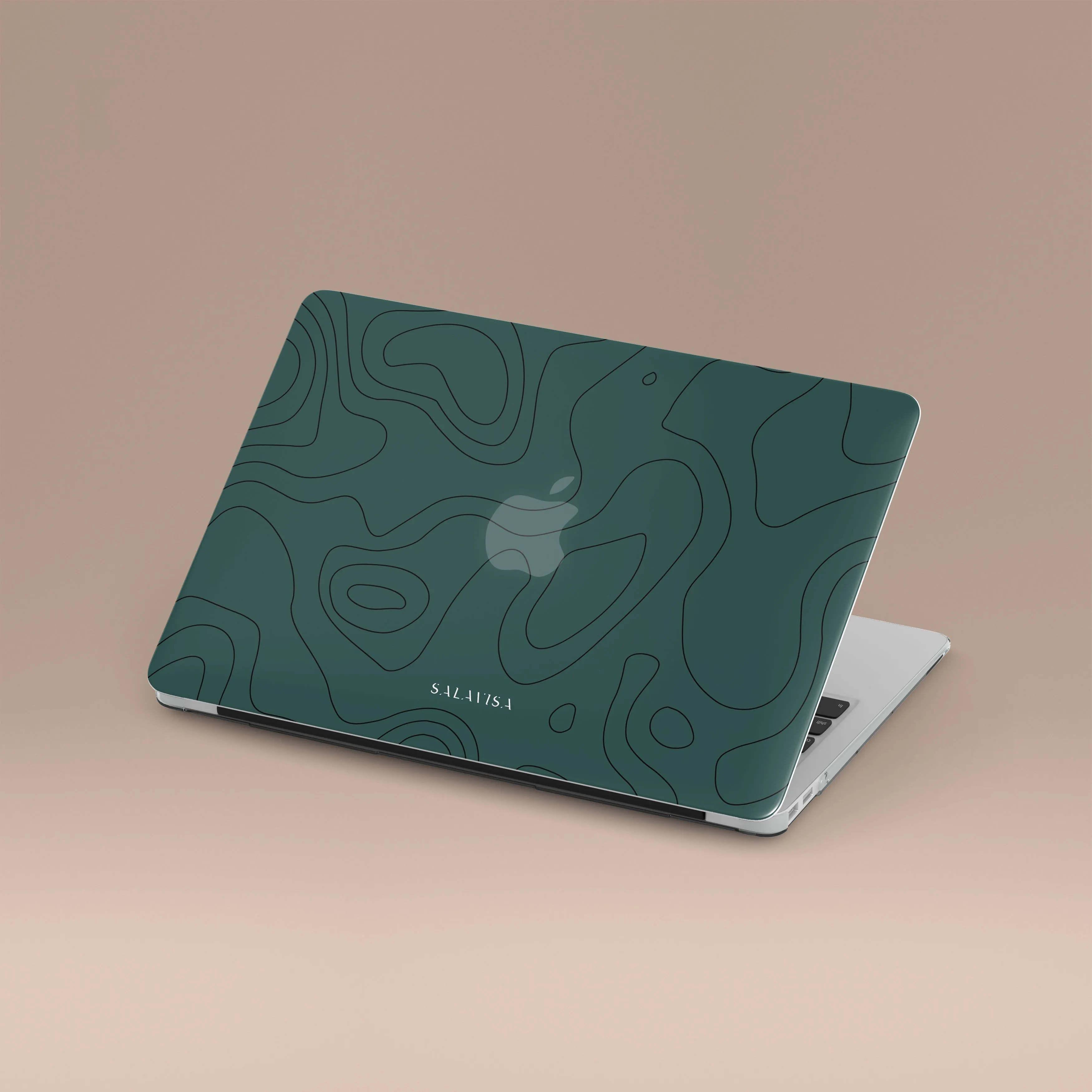 Durable Texture Finish Forest Green Topographic MacBook Case