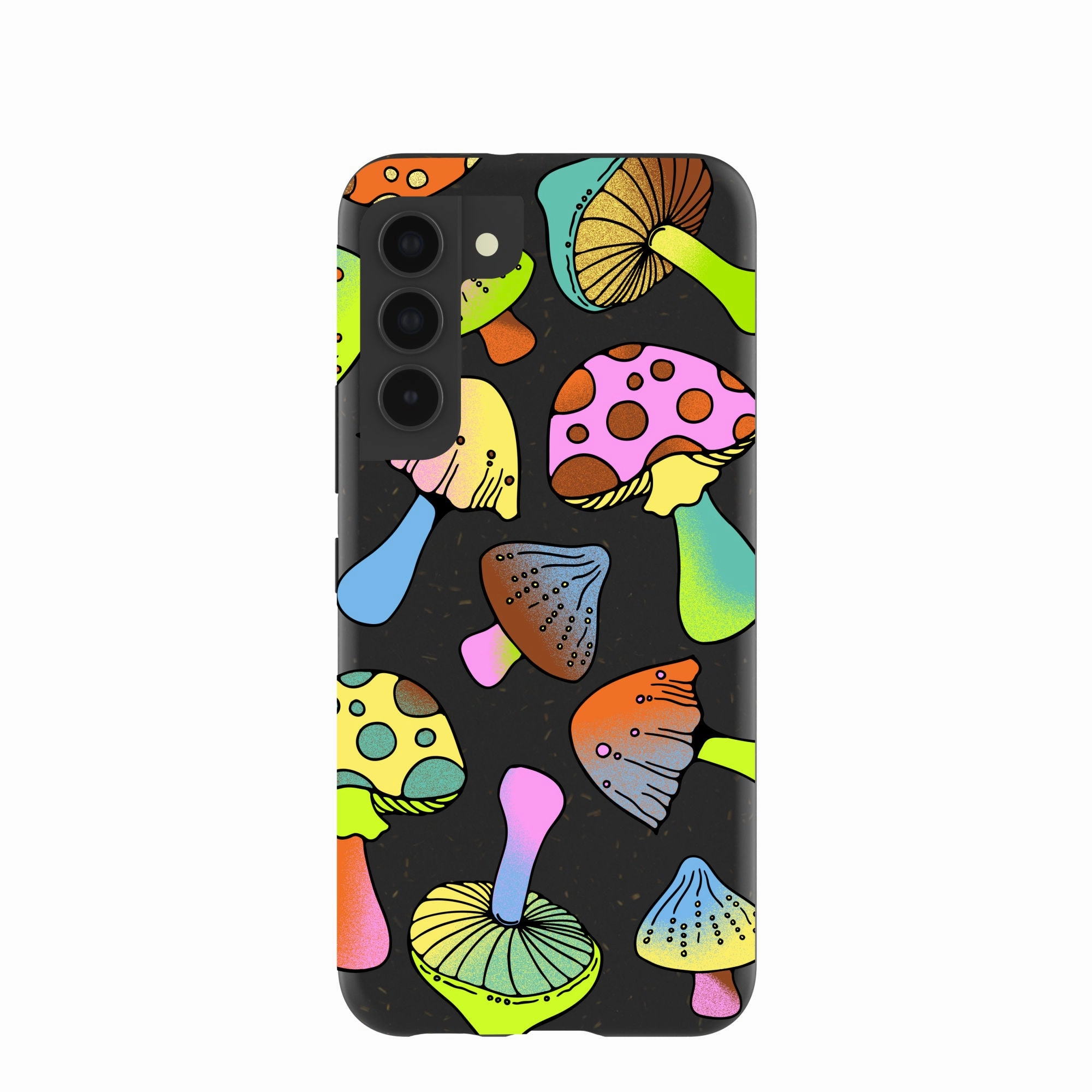Black Mushroom Party Samsung Galaxy S22 Case Luxury Texture Finish