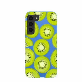 Smooth Coating Minimal Feel Electric Blue Kiwi Slices Samsung Galaxy S22 Case