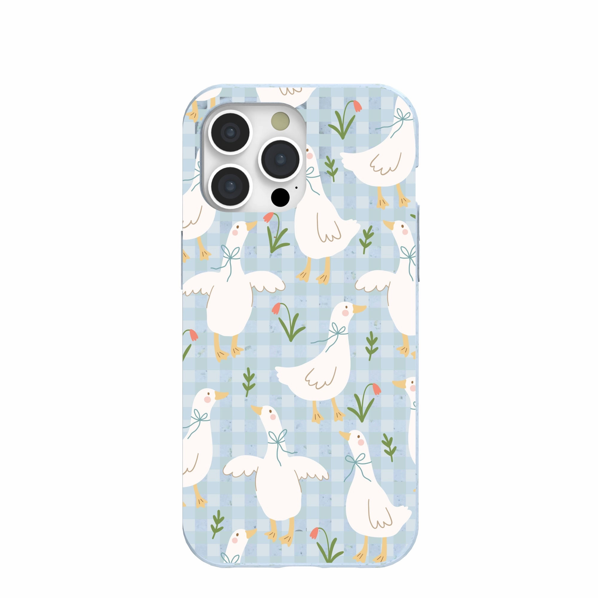 Powder Blue Blooming Quackers iPhone 15 Pro Max Case Durable Edge Finish Vibrant pattern