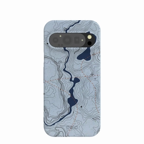 Ergonomic Texture Soft Layer Powder Blue Contour Lines Google Pixel 9/9 Pro Case