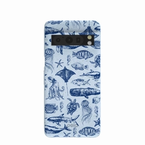 Powder Blue Marine Life Google Pixel 8 Pro Case Sporty Design Smooth Grip