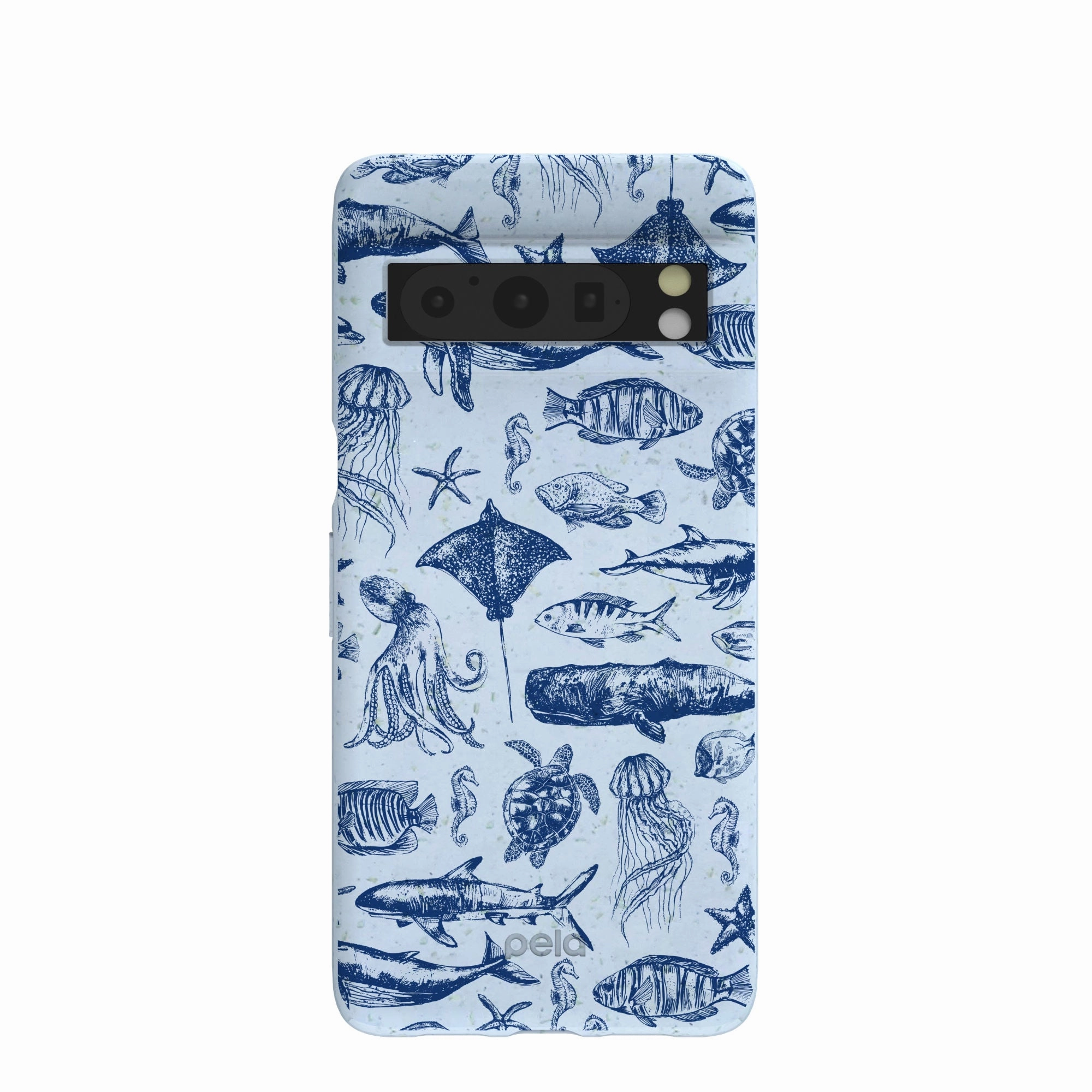 Powder Blue Marine Life Google Pixel 8 Pro Case Sporty Design Smooth Grip