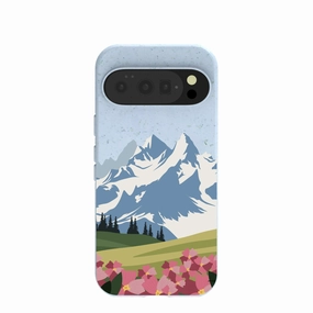 Durable Form Soft Finish Layer Powder Blue Mountains and Blooms Google Pixel 10/10 Pro Case