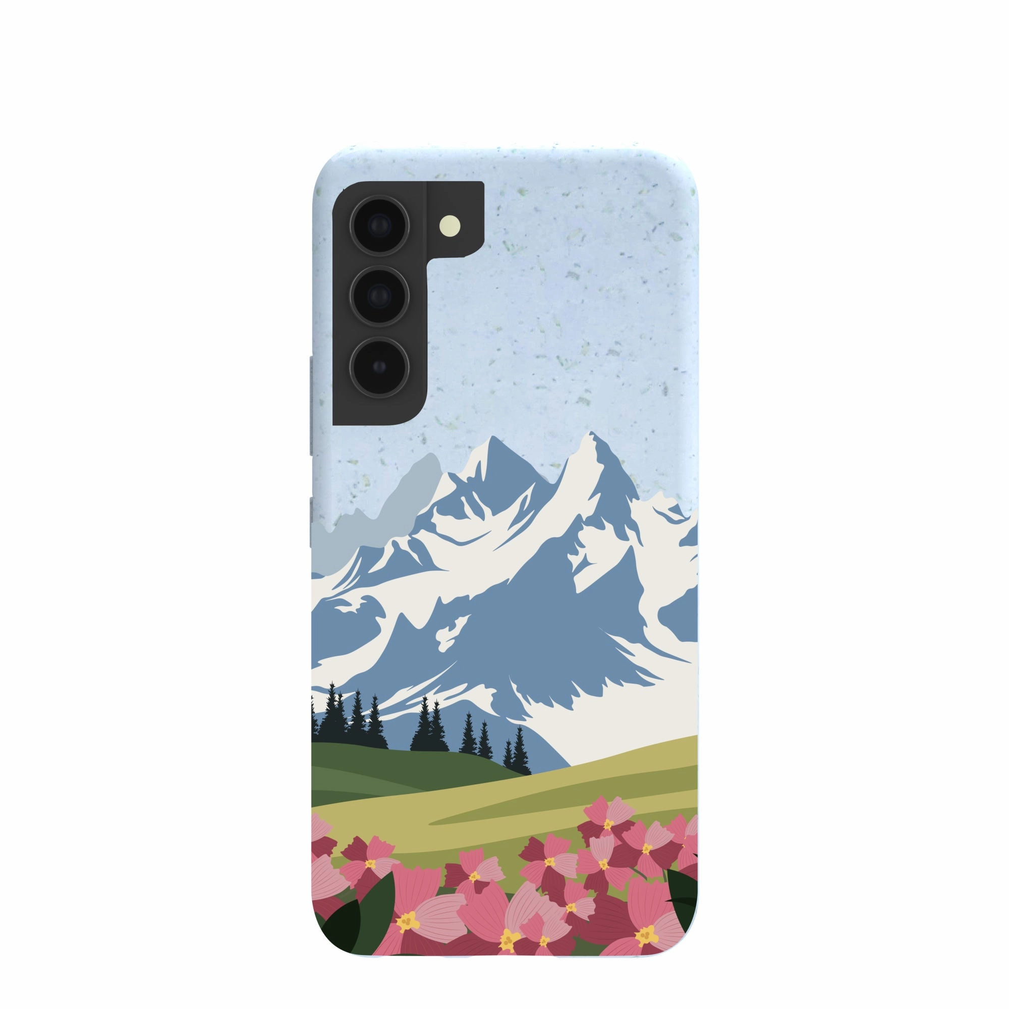 Powder Blue Mountains and Blooms Samsung Galaxy S22 Case Compact Build Protective Gear