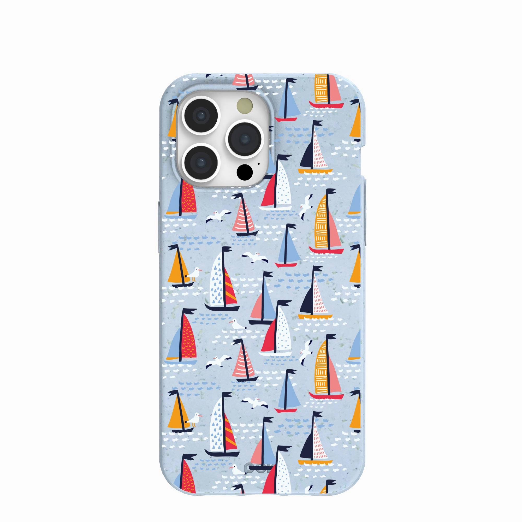 Powder Blue Sails and Seagulls iPhone 15 Pro Max Case Casual Wear Smooth Texture