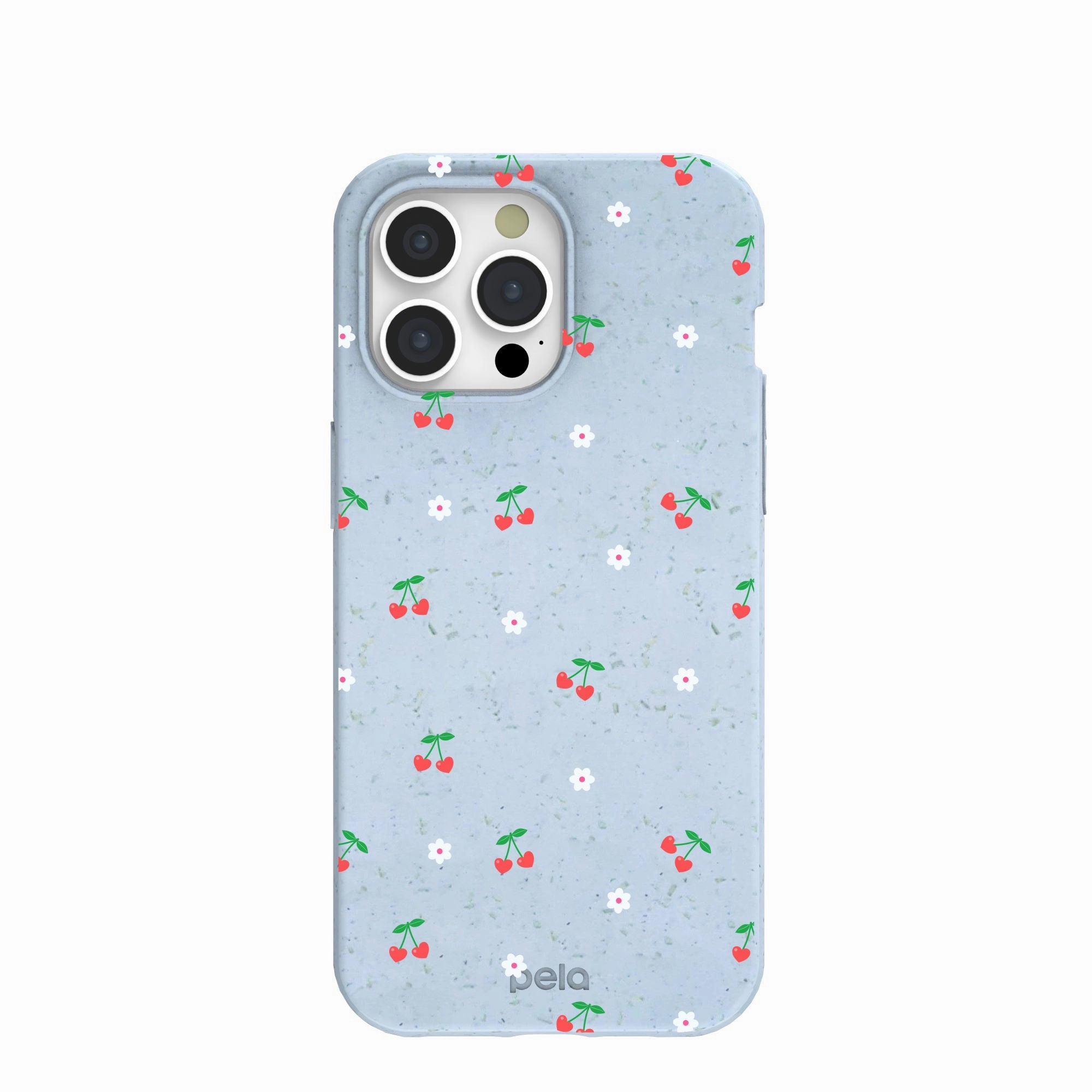 Refined Texture Minimal Pattern Powder Blue Sweet Cherries iPhone 15 Pro Max Case