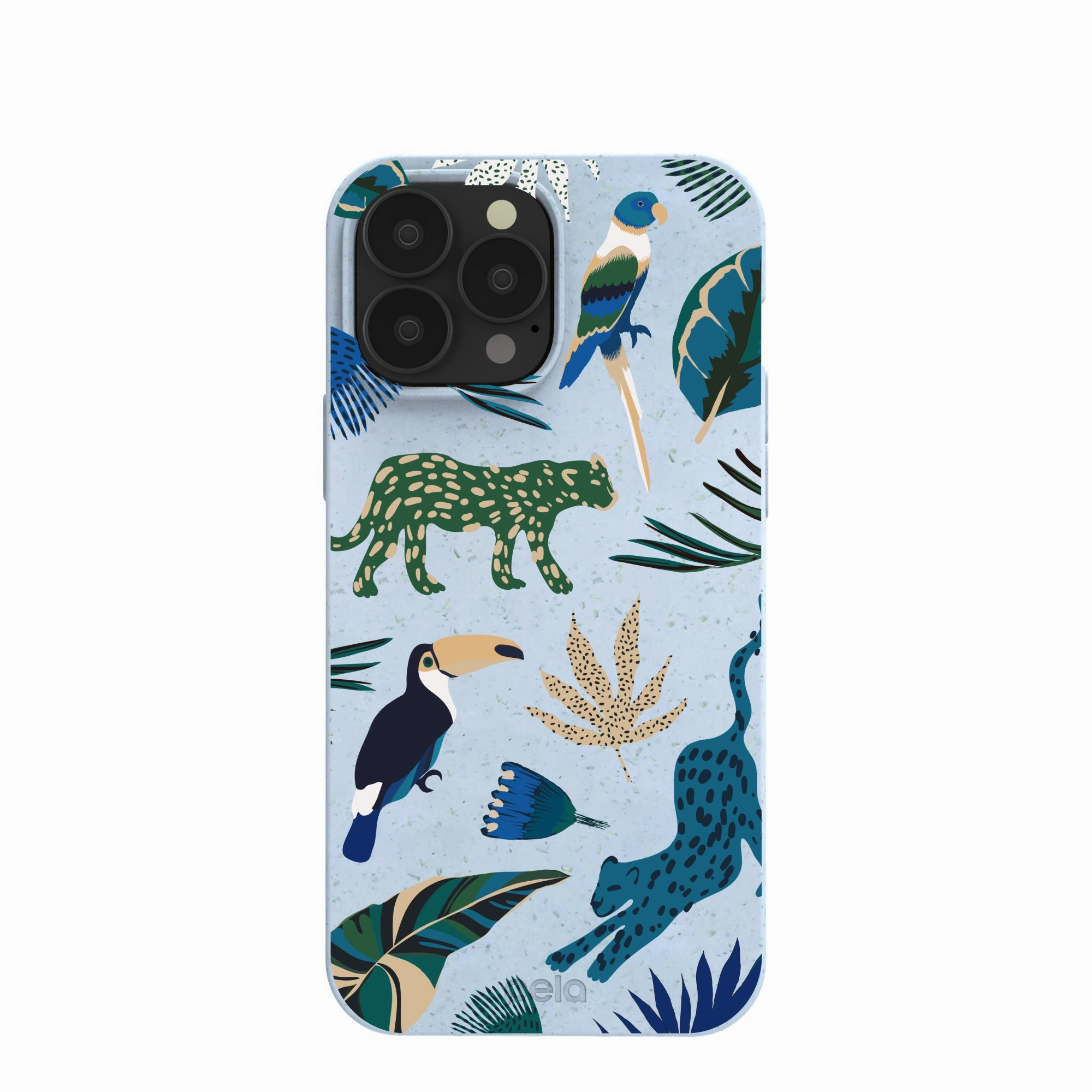 Powder Blue Tropical Rainforest iPhone 13 Pro Max Case Scratch Block Matte Pattern Design