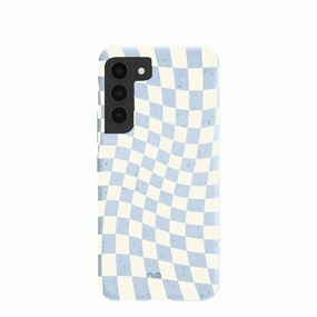Premium Edge Hybrid Detail Powder Blue Warped Checkers Samsung Galaxy S22 Case