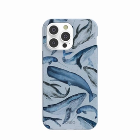 Tight Fit Powder Blue Whales iPhone 14 Pro Max Case