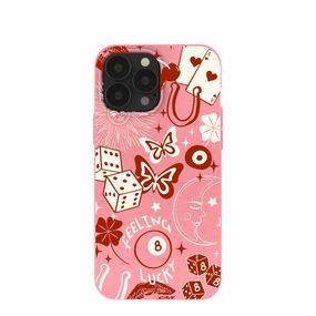 Bubblegum Pink Feeling Lucky iPhone 13 Pro Max Case Hybrid Edge Fashion Accent