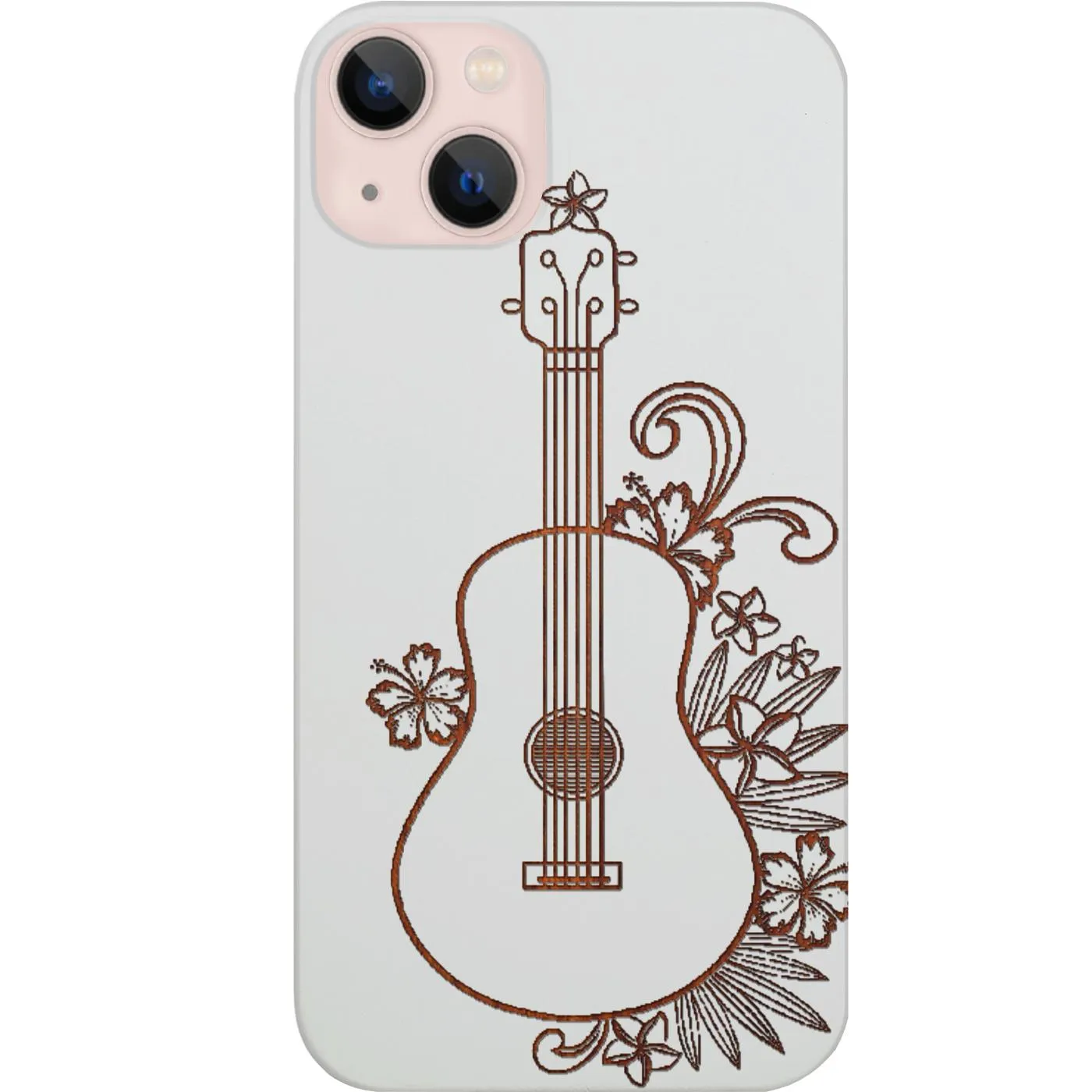 Ukelele With Flowers - Engraved Phone Case Compact Pattern