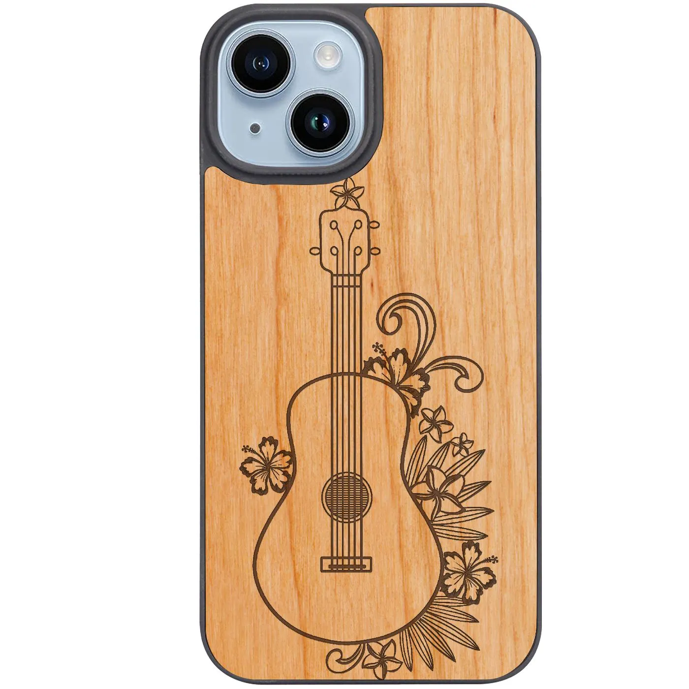 Ukelele With Flowers - Engraved Phone Case Modern Detail