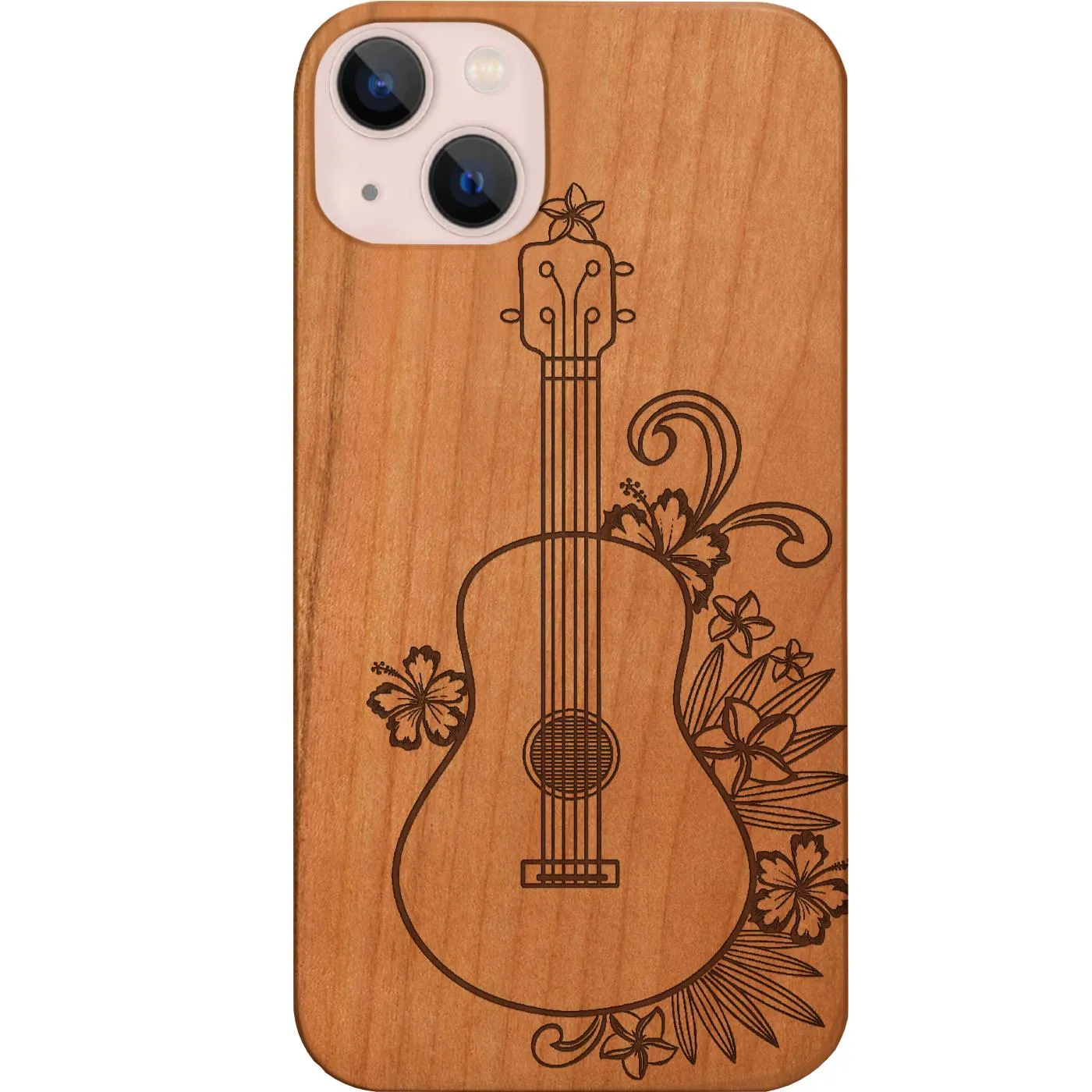 Ukelele With Flowers - Engraved Phone Case Protective Build Texture