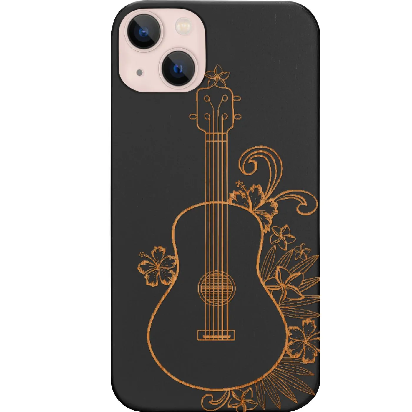 Ukelele With Flowers - Engraved Phone Case Flexible Material