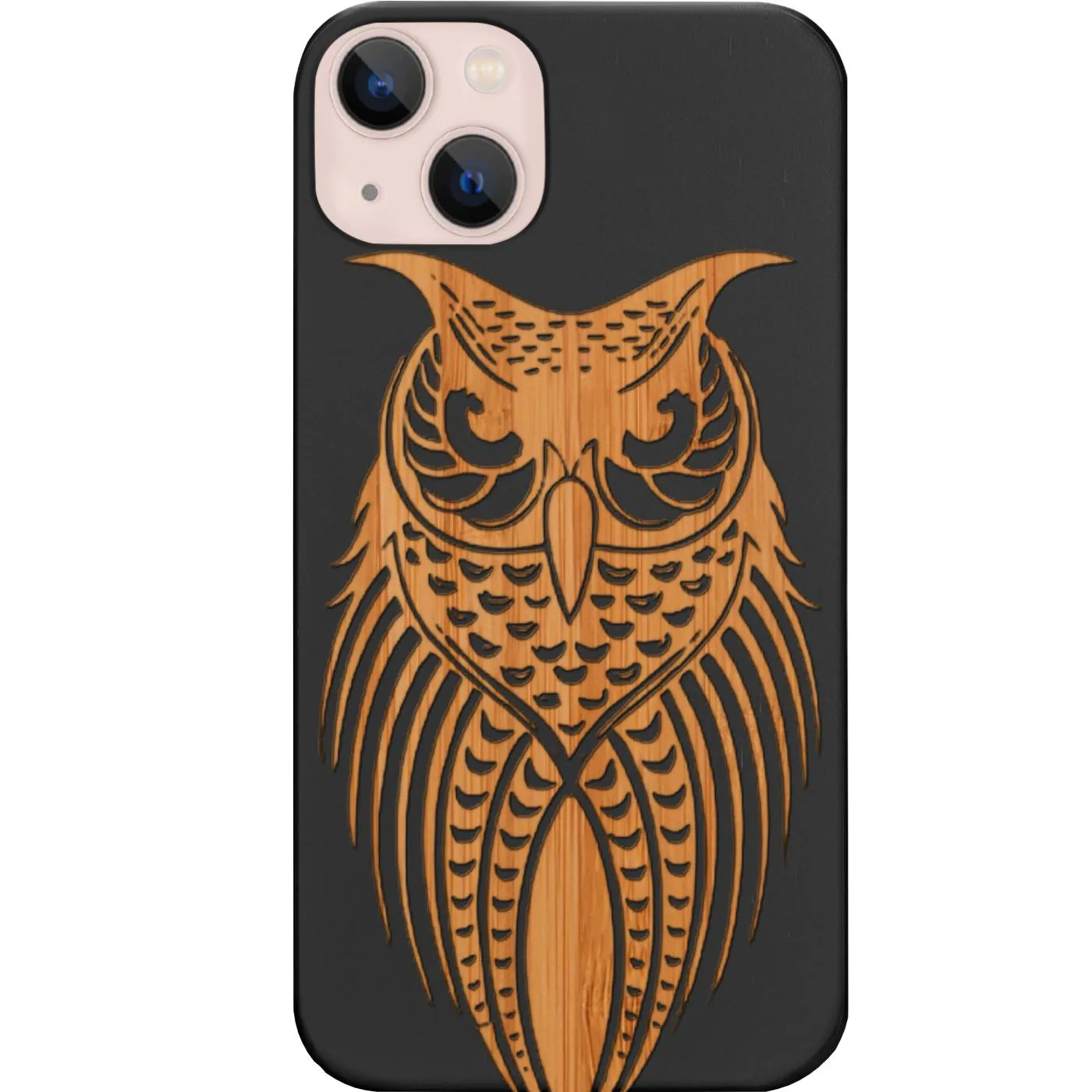Raised Bezels Protective Frame Owl Tribal - Engraved Phone Case