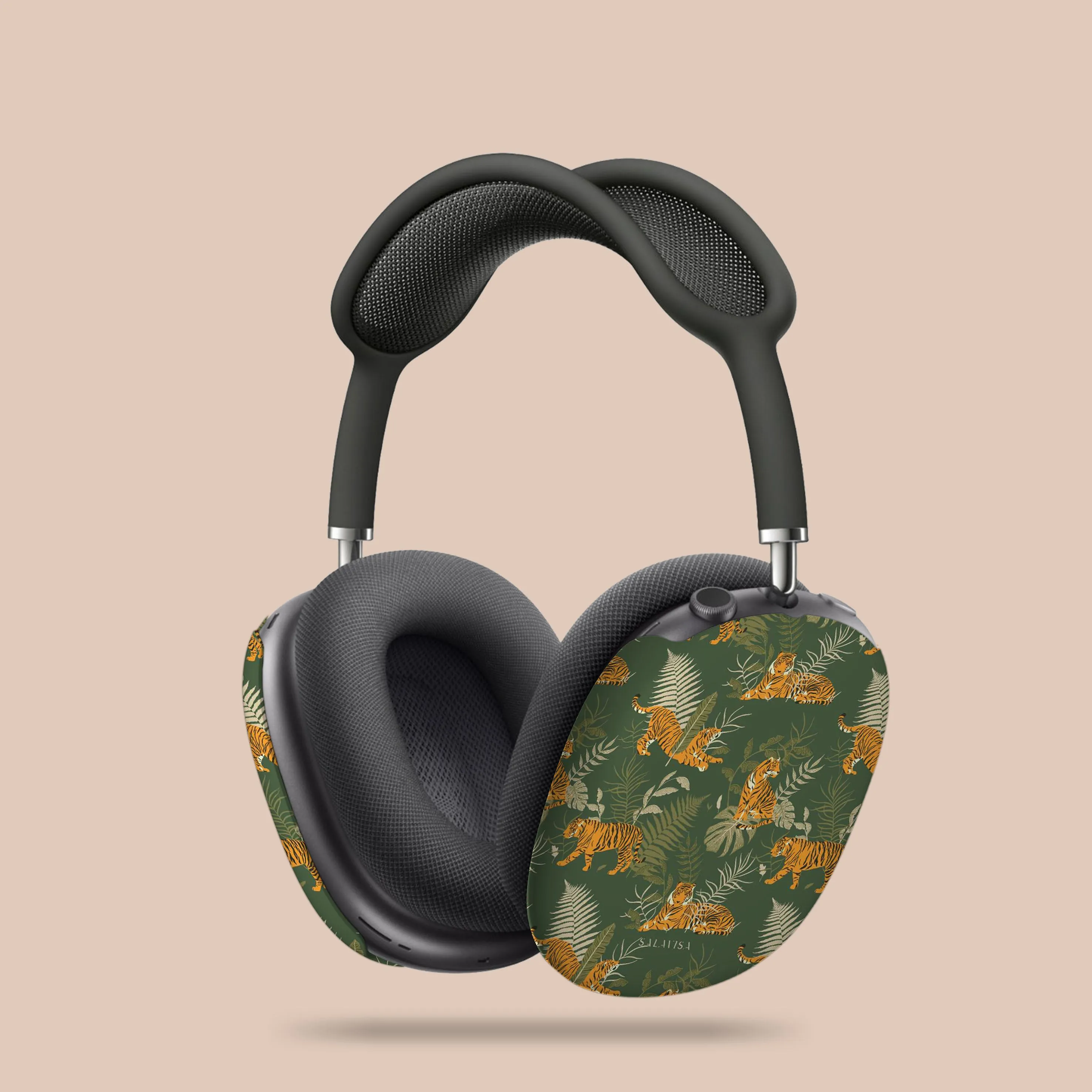 Yellow Tiger AirPods Max Case Modern Gadget Texture