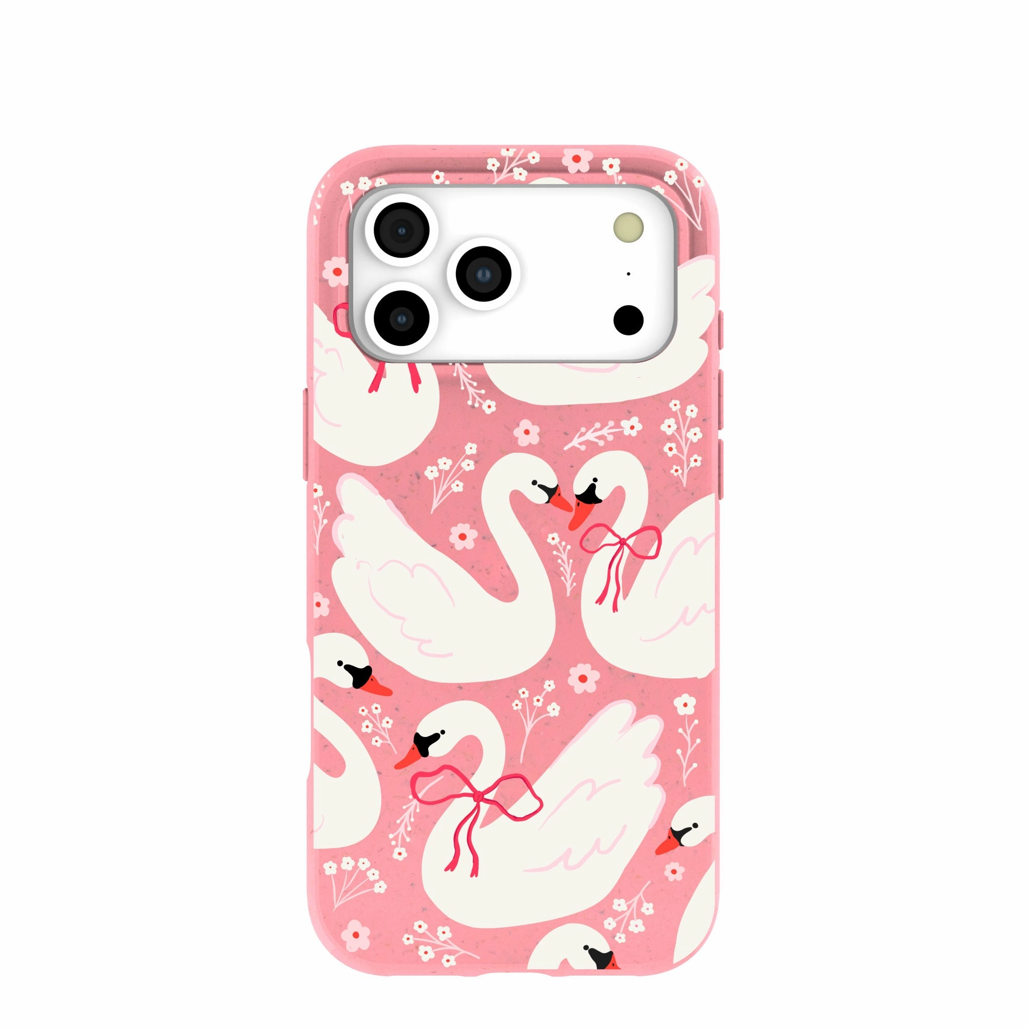 Bubblegum Pink Swan Garden iPhone 17 Pro Max Case Matte Coating