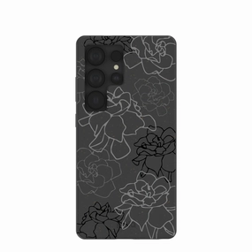 Black Gardenia Lines Samsung Galaxy S25 Ultra Case Everyday Protection Clear Surface