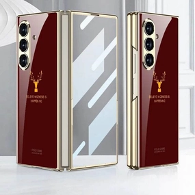 Flexible Design Galaxy Z Fold7 Electroplating Reindeer Pattern Glass Case