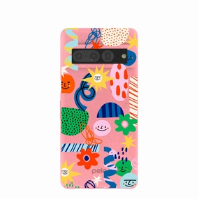 Hybrid Pattern Design Bubblegum Pink Daydreaming Google Pixel 7 Pro Case