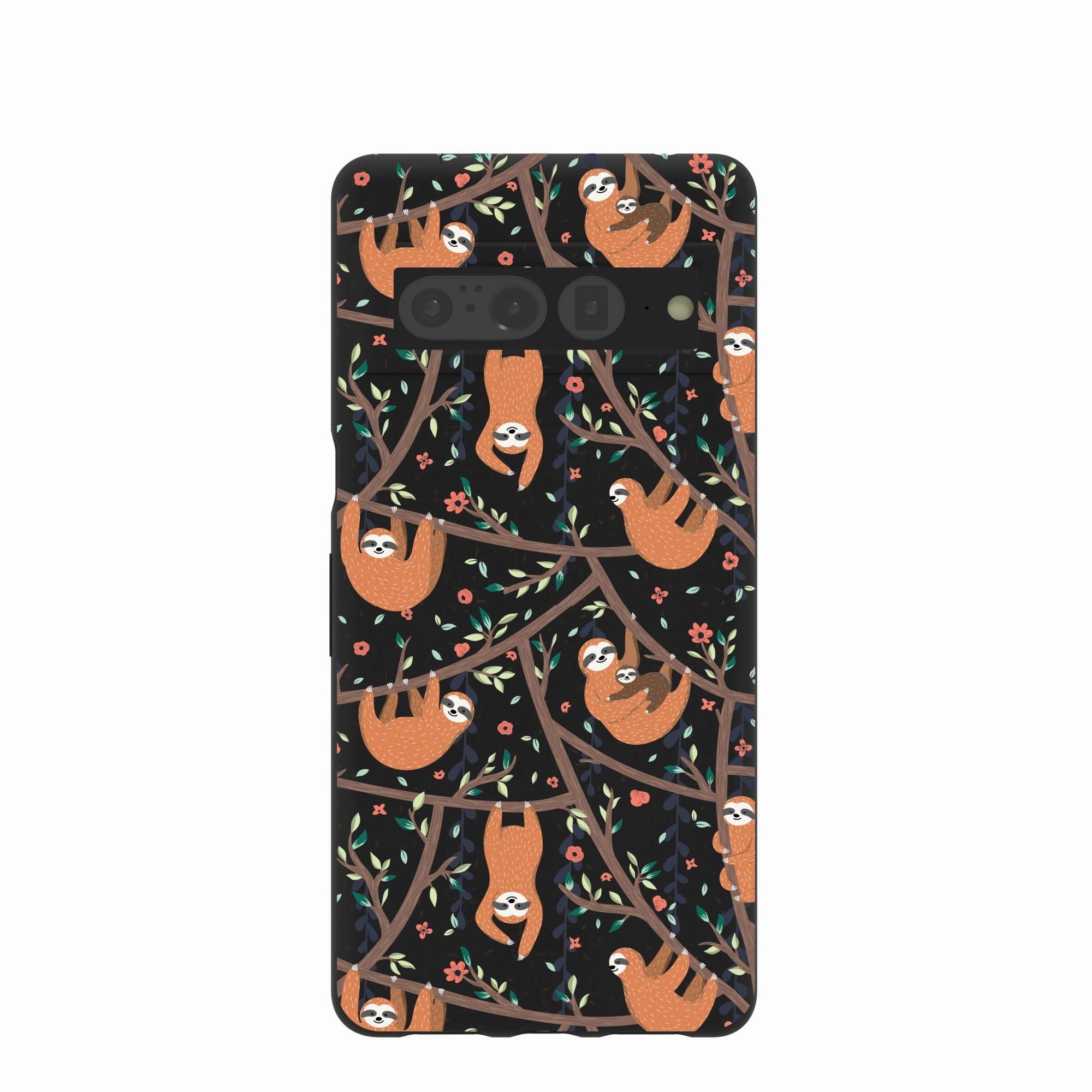 Polished Finish Compact Feel Black Jungle Sloths Google Pixel 7 Pro Case
