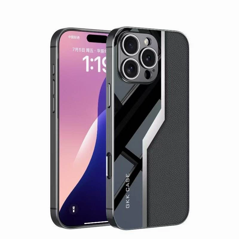 Soft touch layer Quilted Classic Plain Leather Craft Case - iPhone