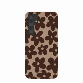 Matte Texture Surface Chocolate Brown Earthy Blooms Samsung Galaxy S24 (Plus) Case