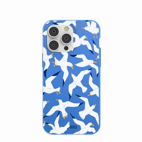 soft look Minimal Feature Electric Blue Seagulls iPhone 14 Pro Max Case