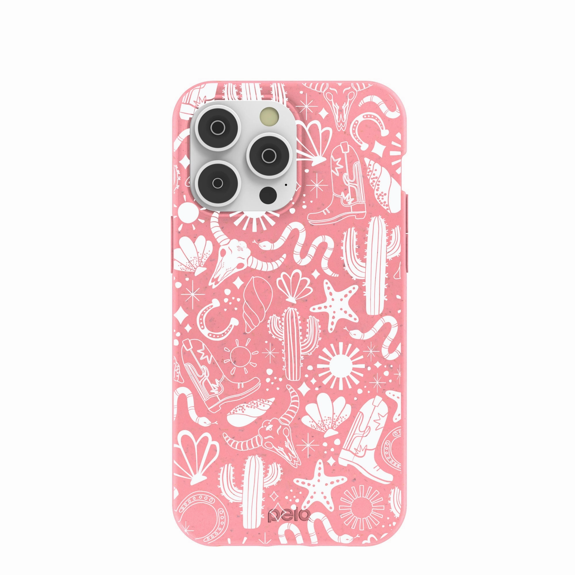 Glossy Pattern Printed Artwork Bubblegum Pink Coastal Rodeo iPhone 14 Pro Max Case