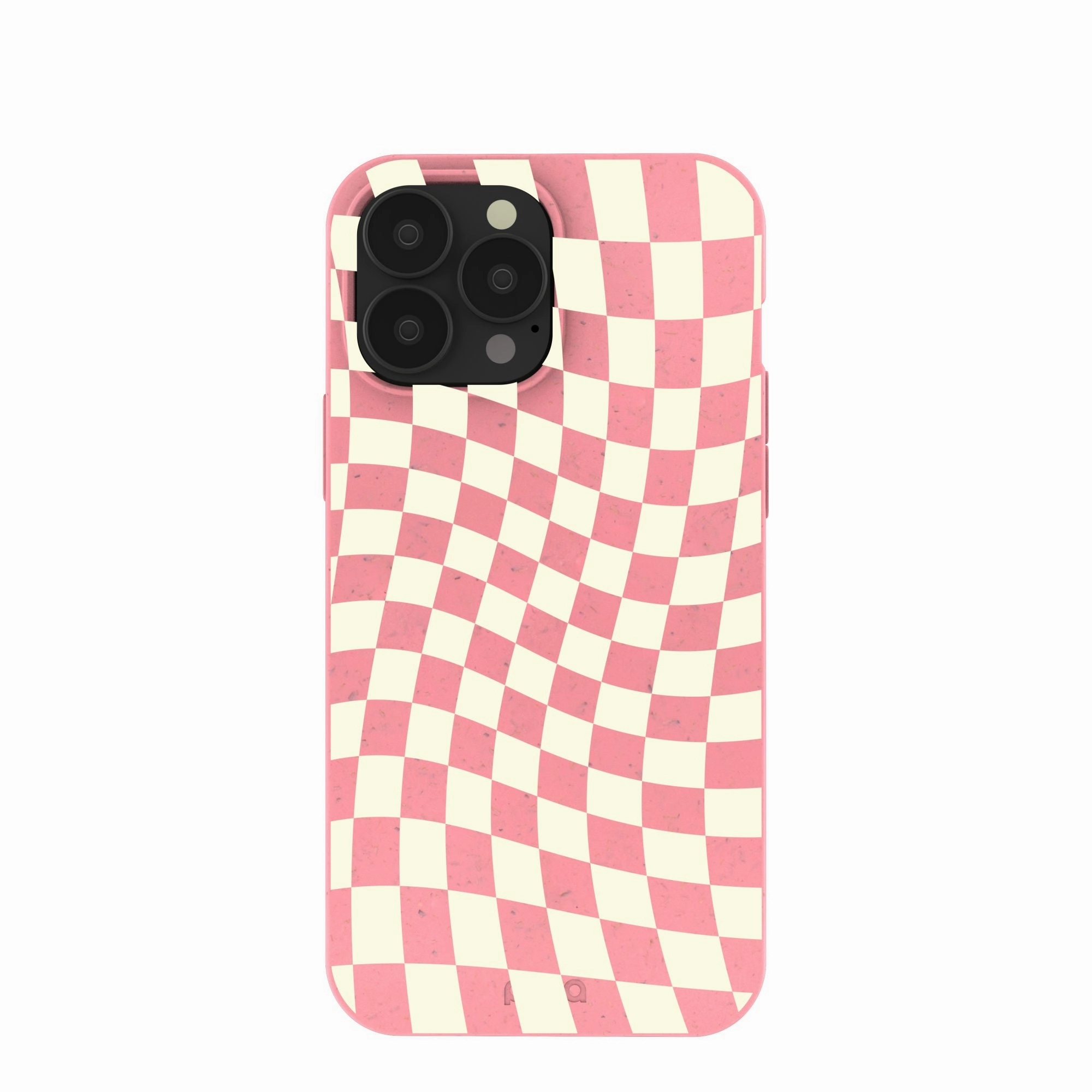 Protective Quality Transparent Look Bubblegum Pink Warped Checkers iPhone 13 Pro Max Case