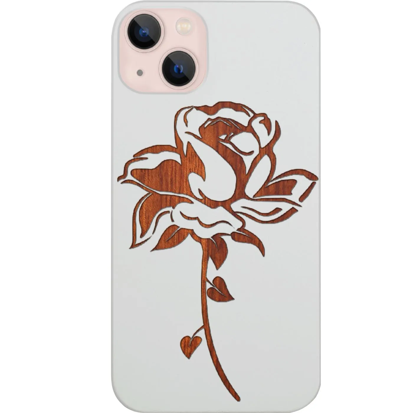 Color Layer Rose with Leaf - Engraved Phone Case