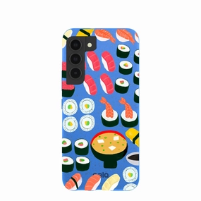 Electric Blue Sushi Night Samsung Galaxy S22 Case Rugged Build Texture