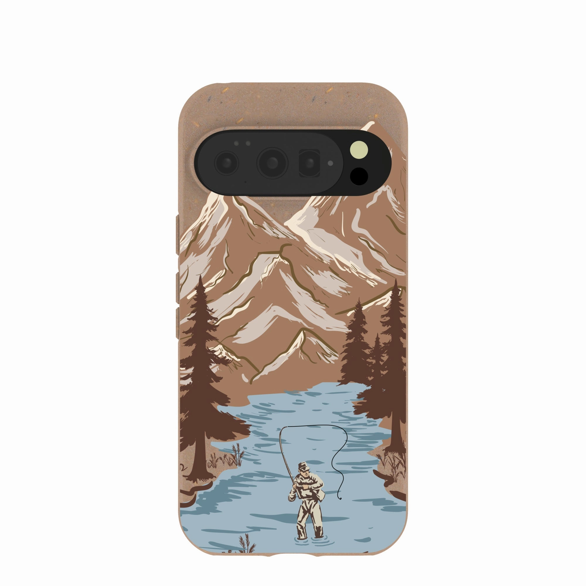 Chocolate Brown Gone Fishing Google Pixel 10/10 Pro Case Smooth Touch Soft Interior