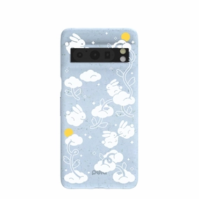 Powder Blue Fluffy Flower Google Pixel 8 Pro Case Rugged Edge Durable Texture Finish