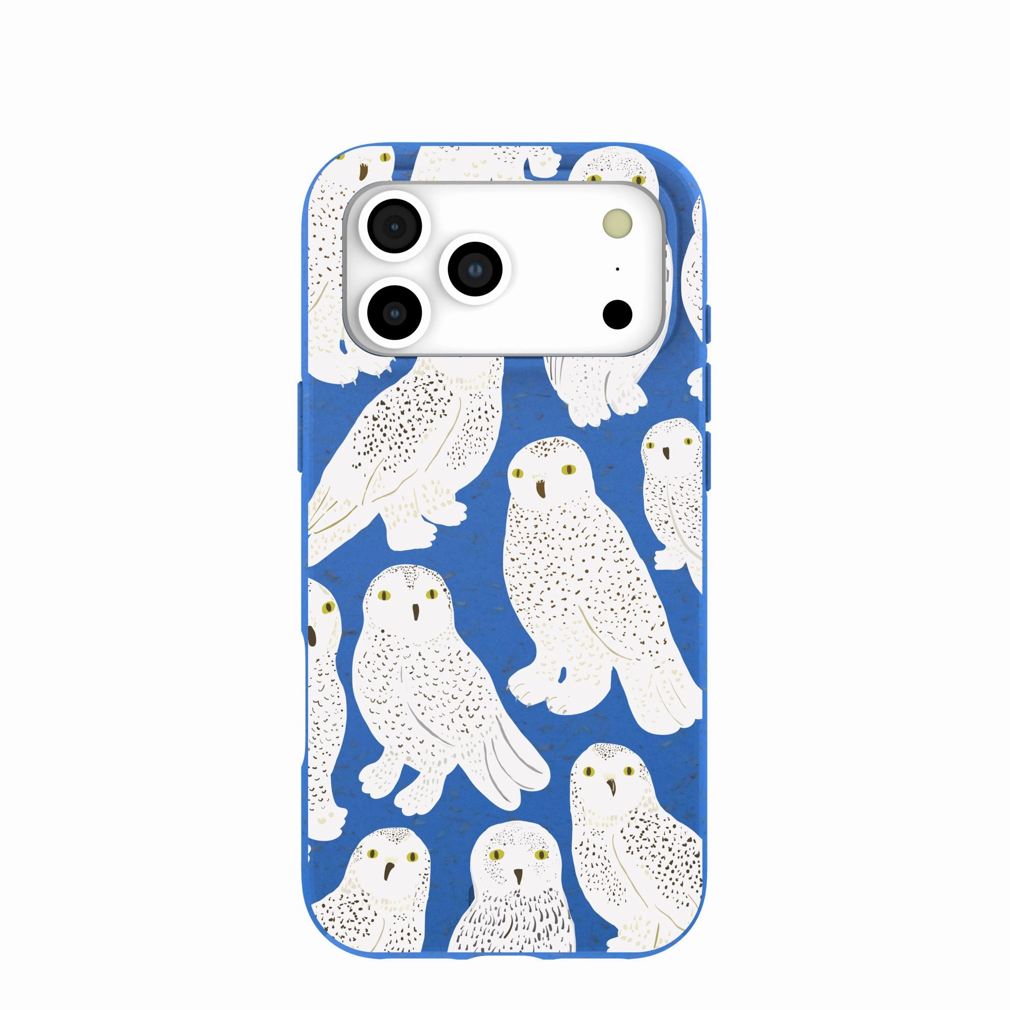 Electric Blue Snowy Owls iPhone 17 Pro Max Case Rugged Outline