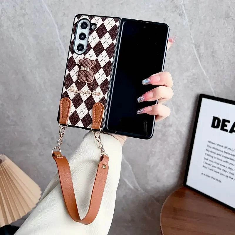 Modern Surface Design Luxury Finish Argyle Charm Teddy Sling Case - Samsung