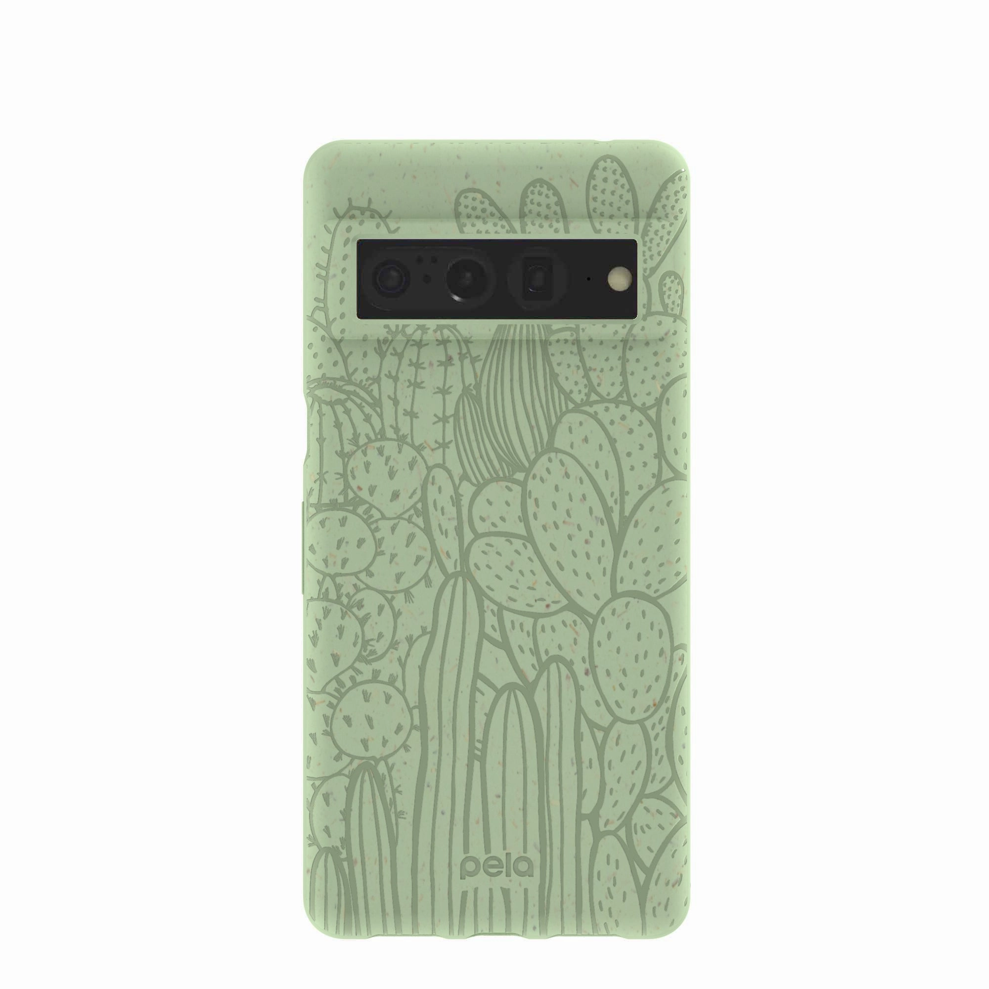 Compact Texture Layer Light Finish Sage Green Cacti Google Pixel 7 Pro Case